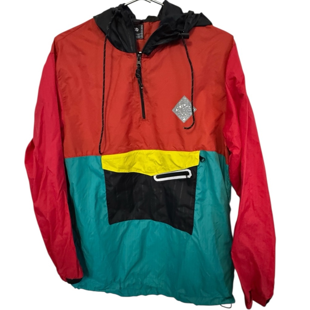 Vintage All Good 90s Multi Color Men’s L Windbreaker Jacket Hoodie RARE